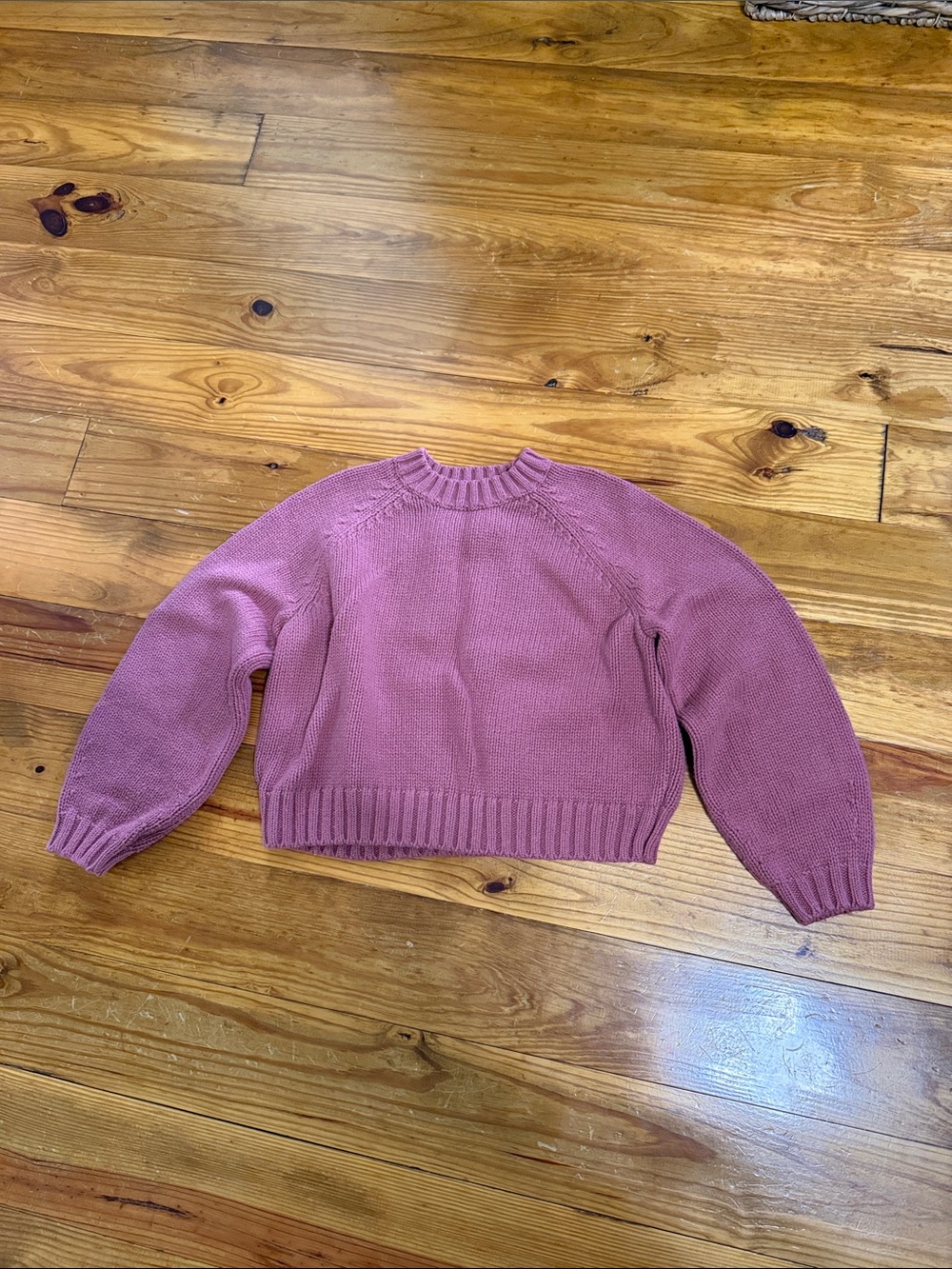 GAP Rose Pink Crewneck Cropped Knit Sweater